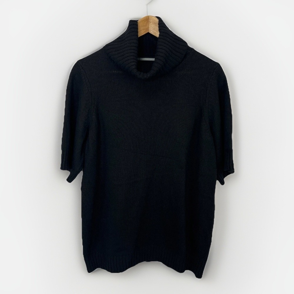 Anthropologie NWT Black Sweater 1X S/S Turtleneck Hand Knit Tuscany Italy - Picture 2 of 13